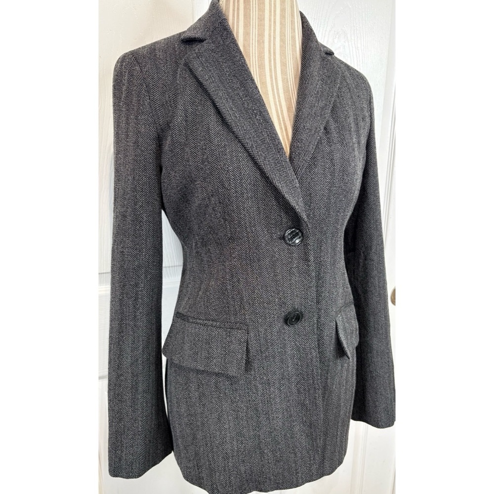 Vintage Jones New York Country 100% Wool Tweed Herringbone Jacket Blazer Size 4